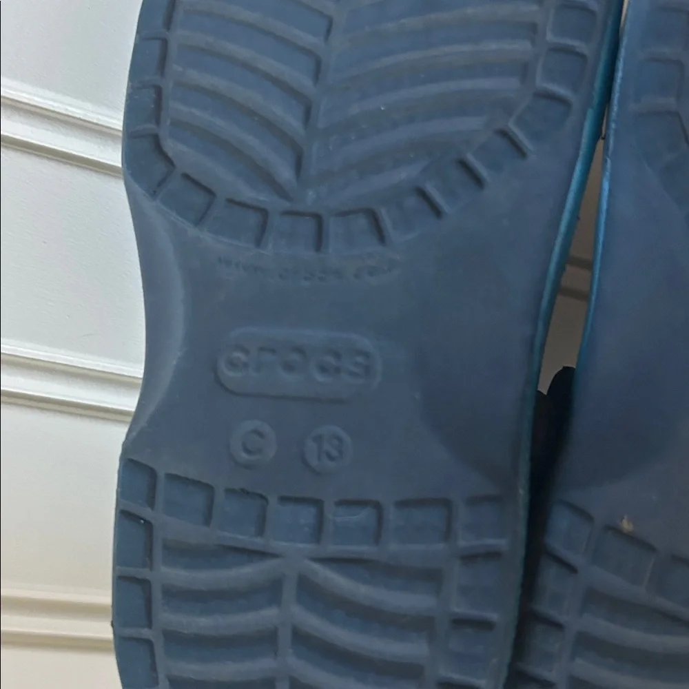 Crocs Kids SlipOn rubber Clogs slingback Mules unisex size 13 aqua/navy